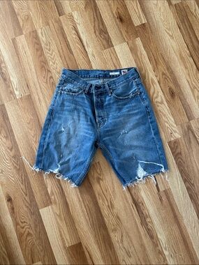 WoMen's Cut-Off Distressed Denim Shorts - Blue NoEnd Denim